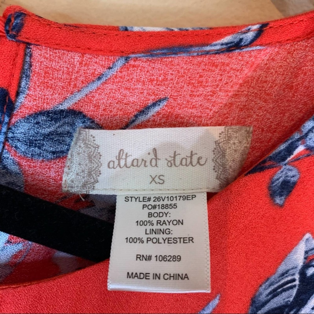 Altar’d State Red floral long sleeve Fit and Flare Dress Womens Size XS - Picture 6 of 12